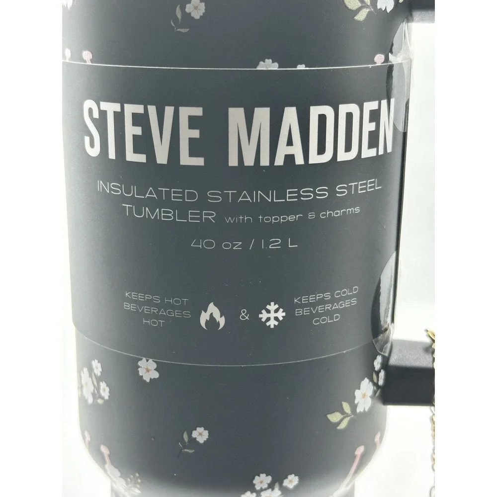 Steve Madden 40oz Insulated Tumbler Travel Mug Western Cowgirl Horseshoe Charm